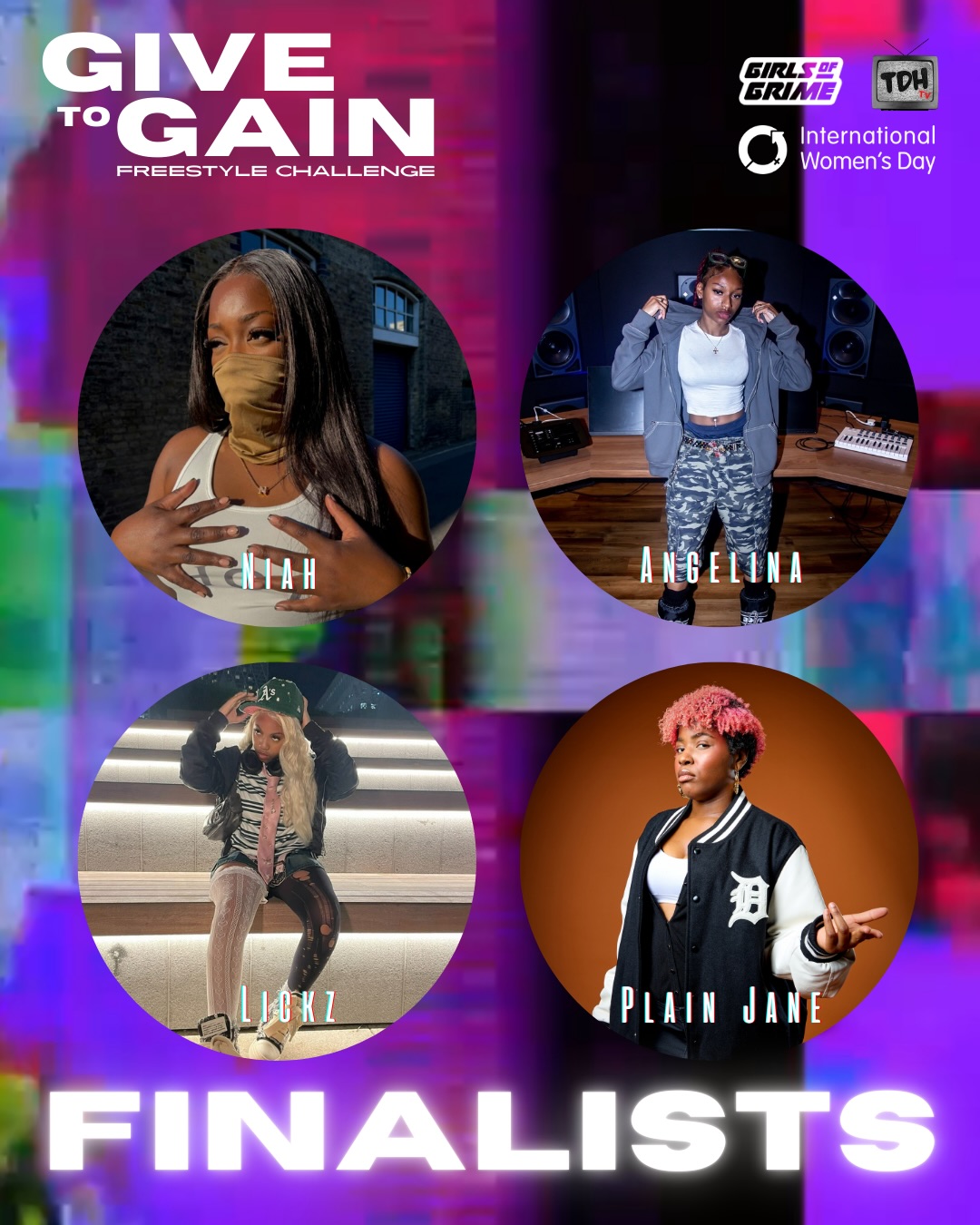 IWD 2026 GirlsofGrime GiveToGain finalists