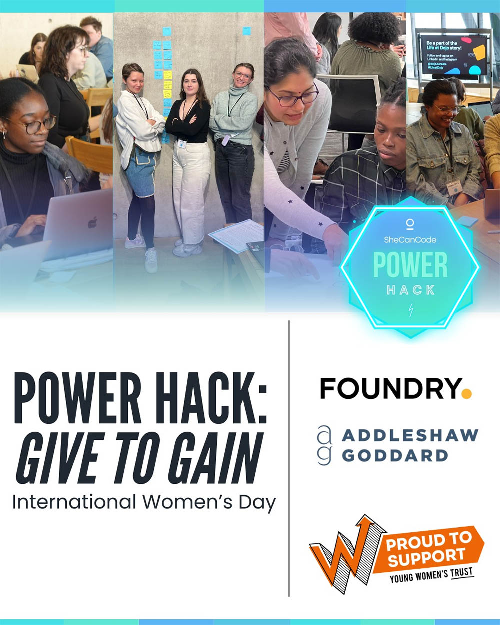 shecancode IWD GiveToGain womenintech hackathon